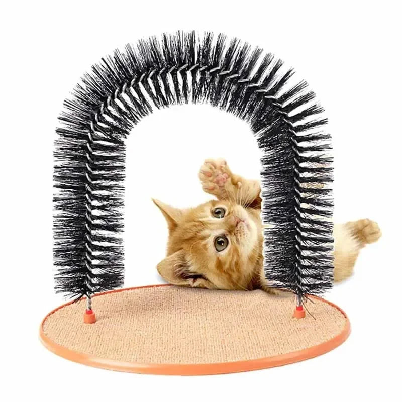 Cat Toy Arch Self Groome Pamper Feline with A Massage Grooming Rubbing Brush with Scratching Pad Toy for Cats Interactive Toys 