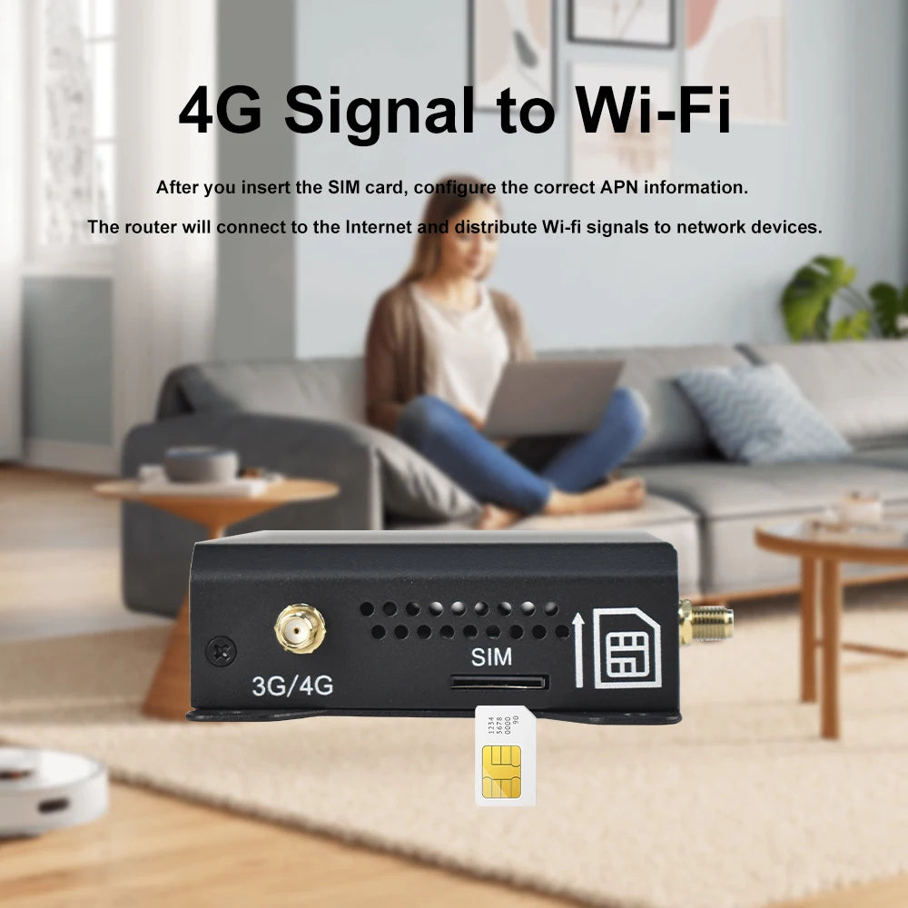 4G LTE Router 300Mbps 2.4GHz WiFi with 4 Detachable Antennas and Ethernet Ports