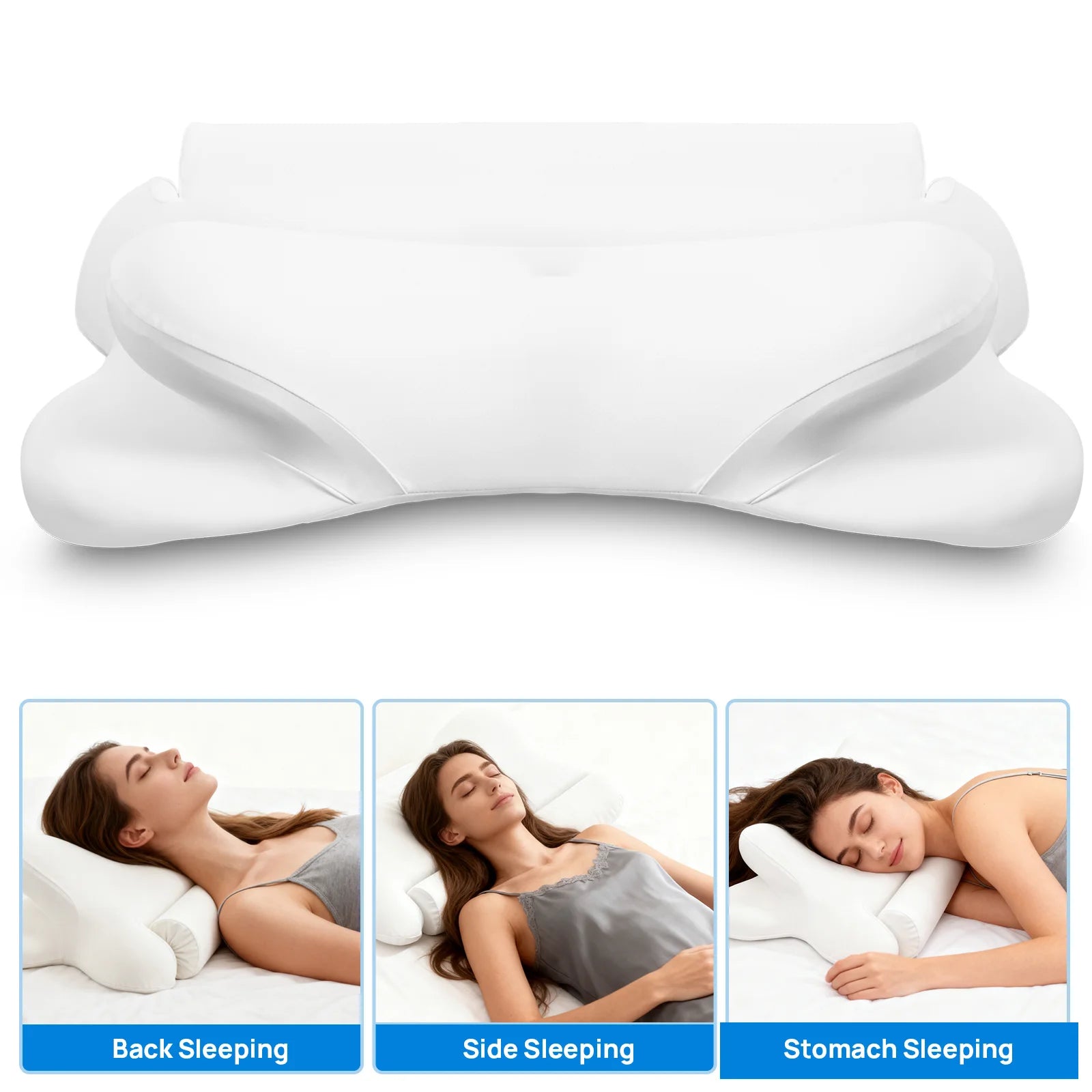 Ergonomic Memory Foam Cervical Neck Pillow with Cooling Cover