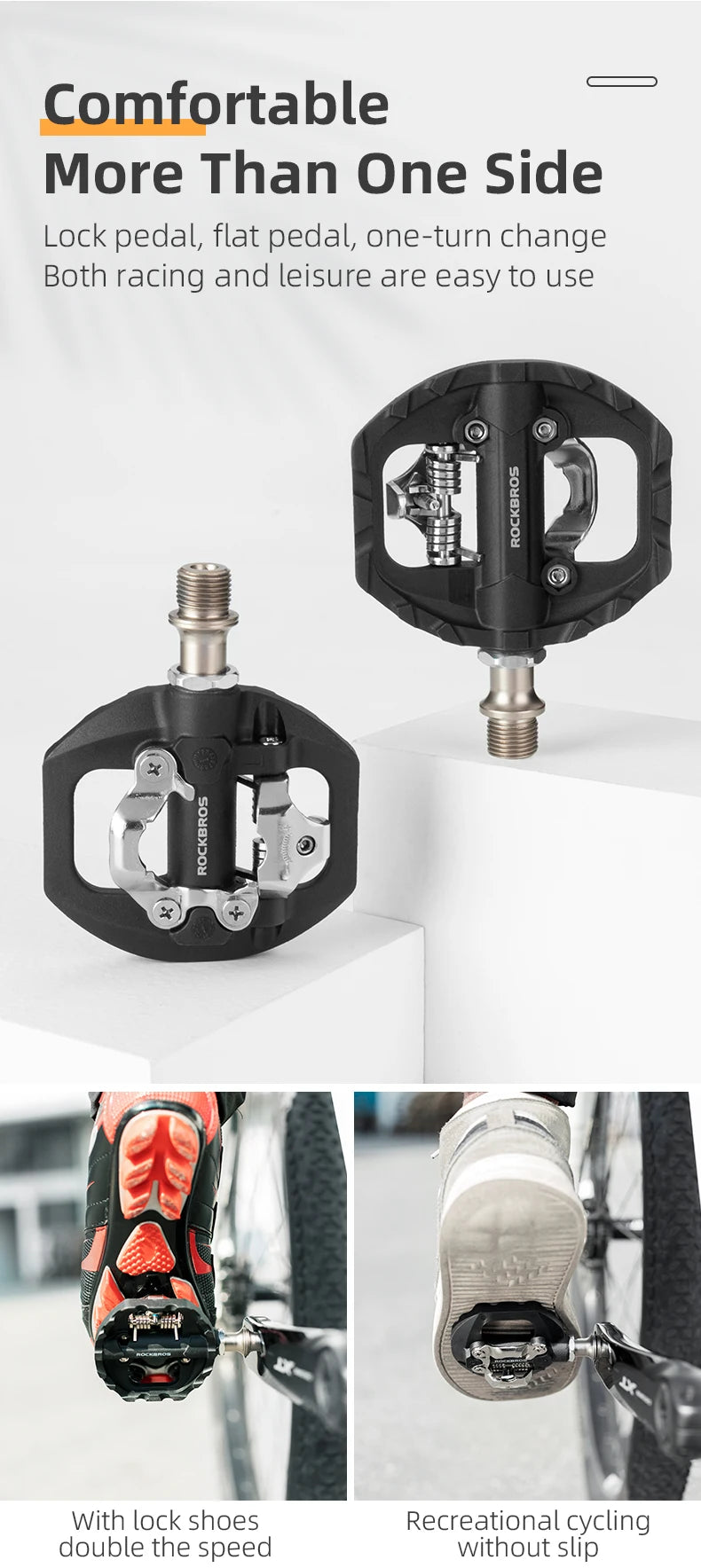 Dual-Purpose Bicycle Pedals with Sealed Bearings