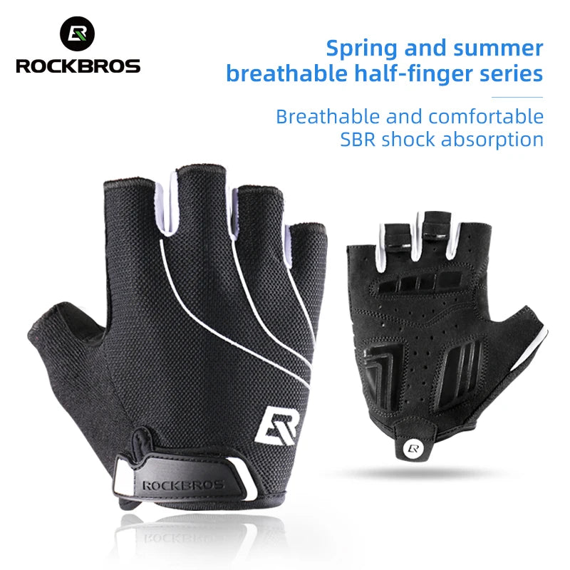 Luvas de Ciclismo ROCKBROS Luvas de Bicicleta com Almofada de Espuma Amortecedora Luvas Curtas de Meio Dedo Antiderrapantes Respiráveis para MTB DH Luvas para Homens