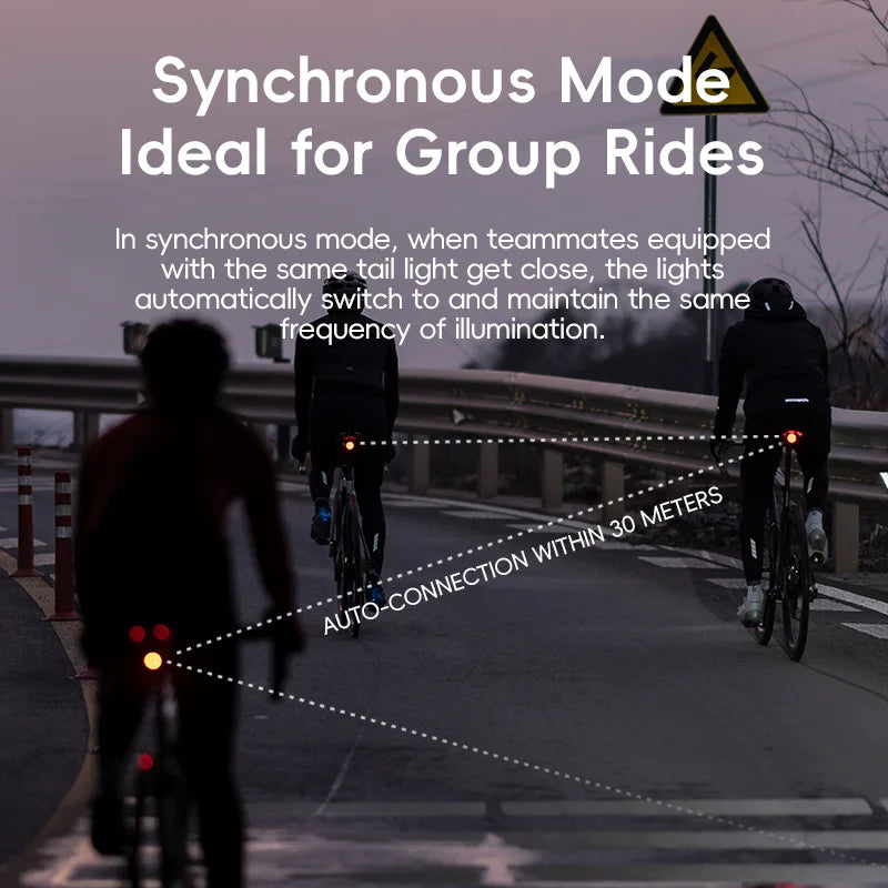 Set Luci per Bici ROCKBROS MTB Strada Impermeabile 200LM/400LM Faro Anteriore + Luce Posteriore Intelligente con Sensore Frenata Automatica