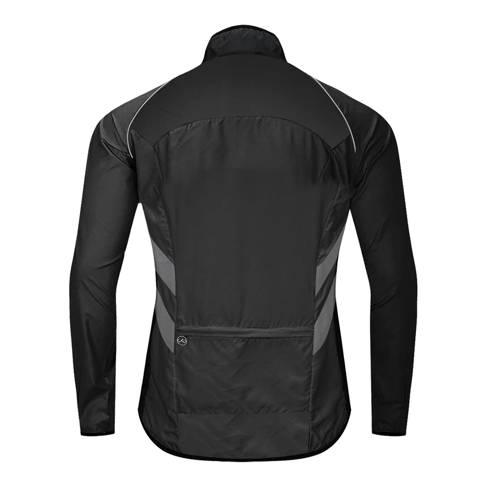 WOSAWE Windproof Cycling Jacket MTB Bike Jersey Outdoor Sport Cycling Windbreaker Rainproof Reflective Bike Clothing Navy Blue 