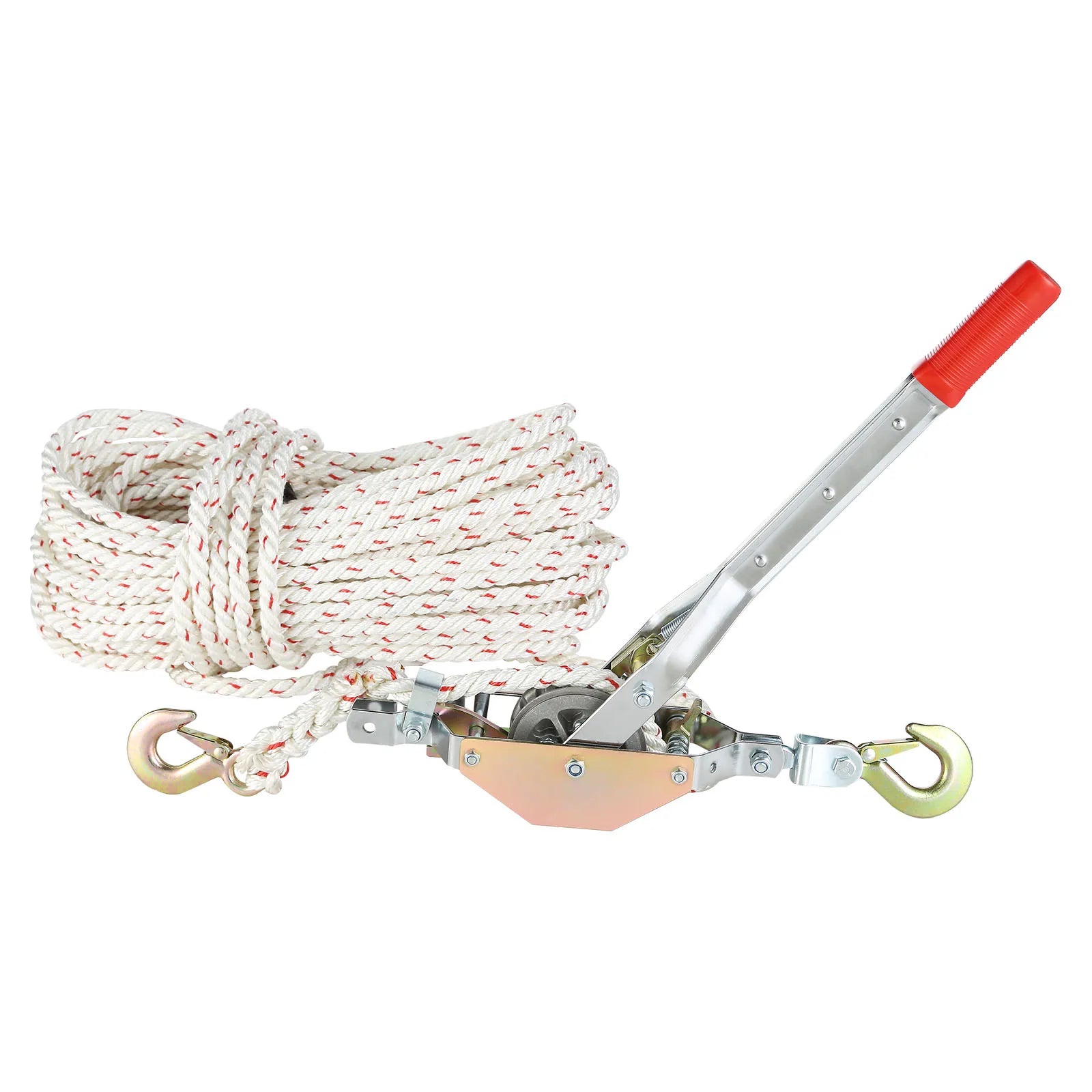 Heavy Duty Rope Puller 1653 lbs with 100 ft Rope & Dual Hooks