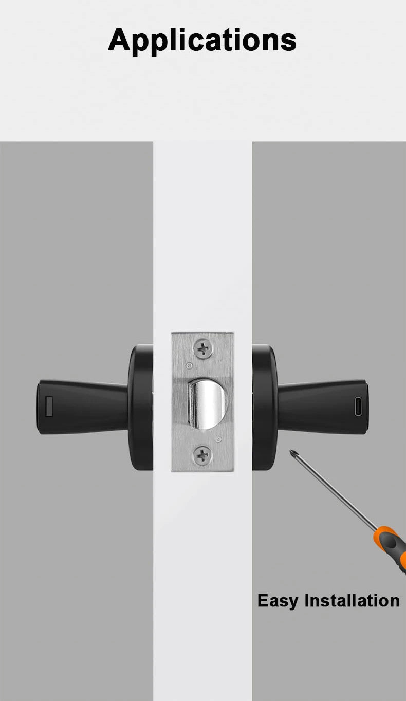 RAYKUBE M5 Tuya BLE Smart Fingerprint Door Lock Digital Electronic Lock with Password/Key/IC Card/ Smartlife/ Tuya APP Unlock 