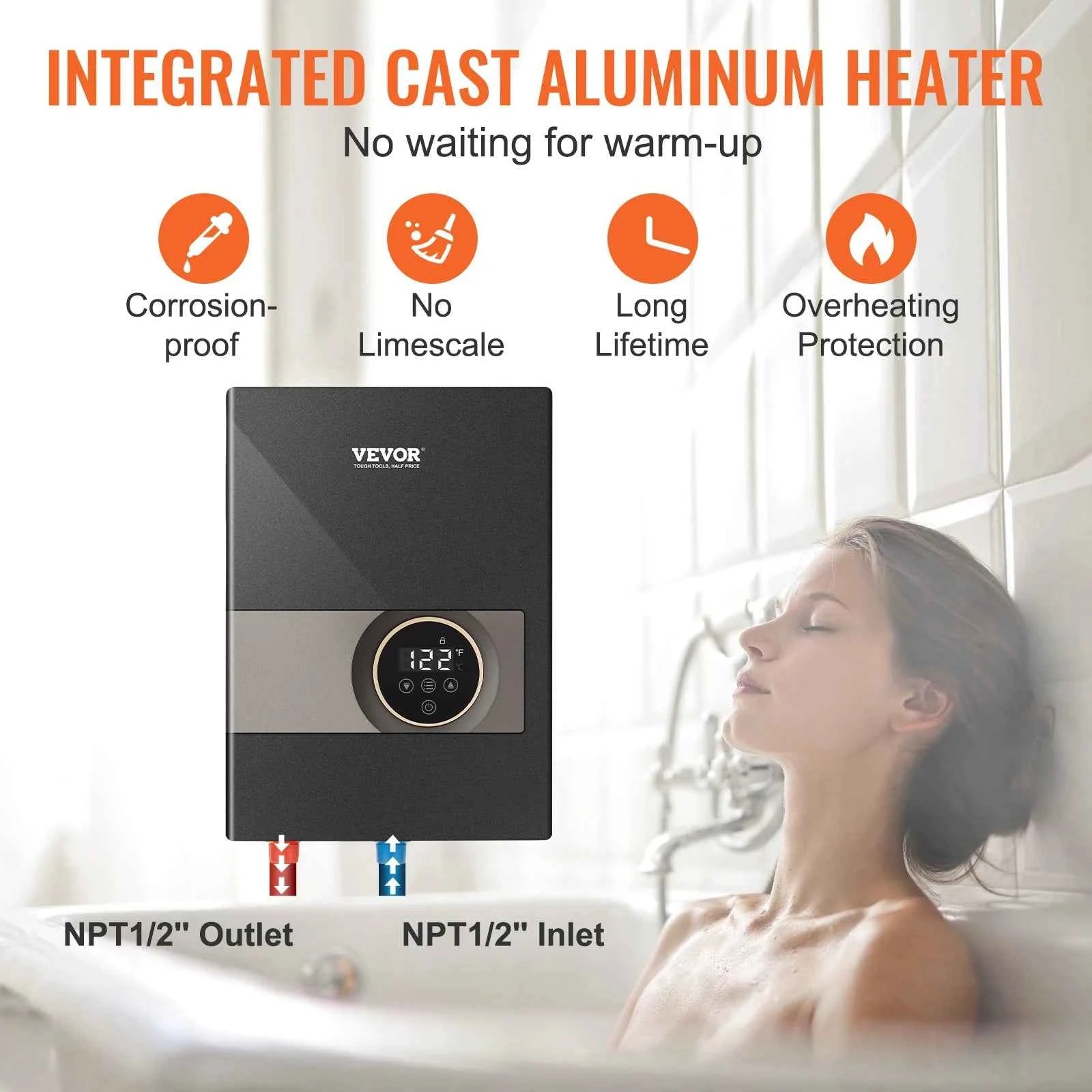 Instant Electric Water Heater 8 kW Digital Display Wall Mounted