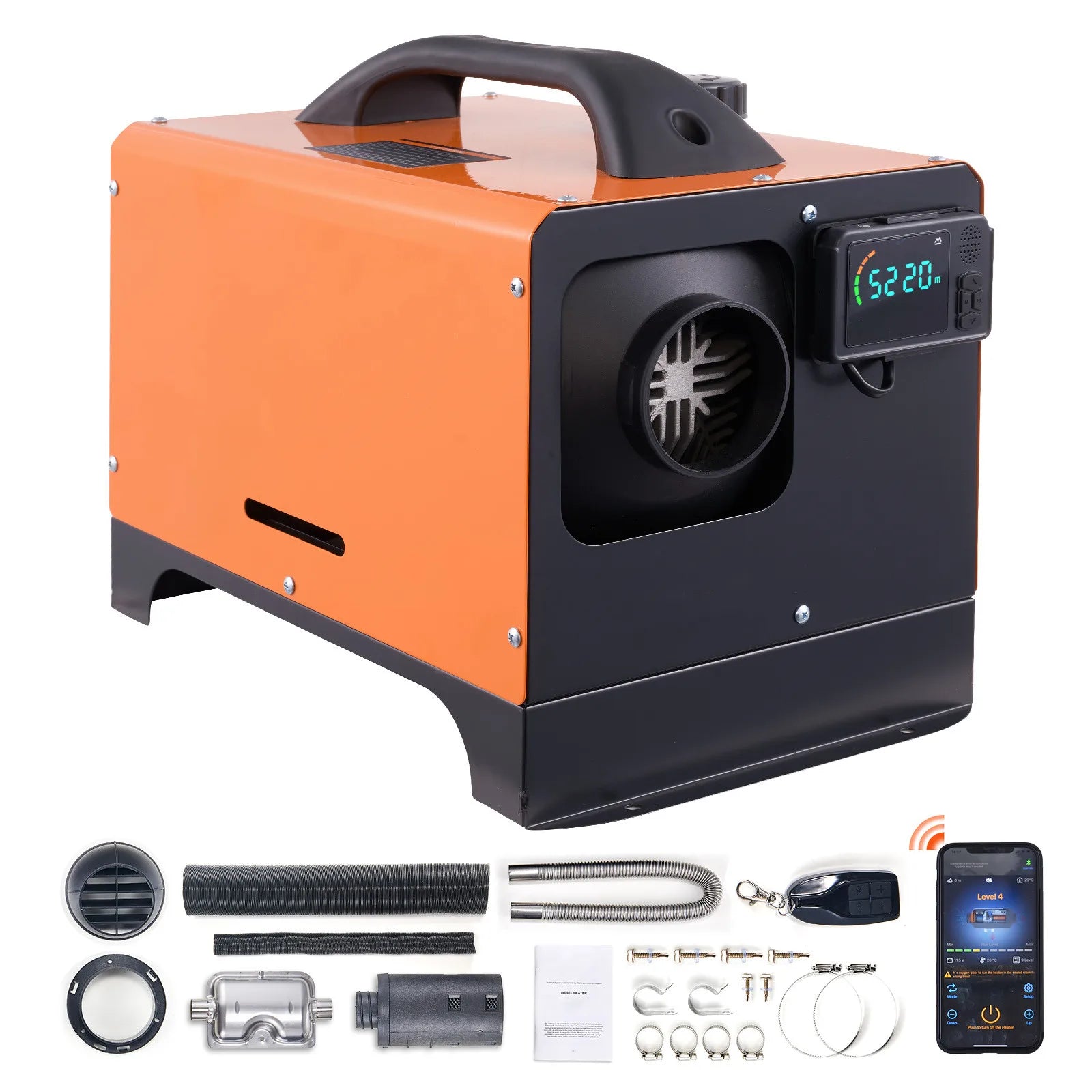 8KW diesel luftvarmer med Bluetooth-styring til campingvogn, varevogn og trailer