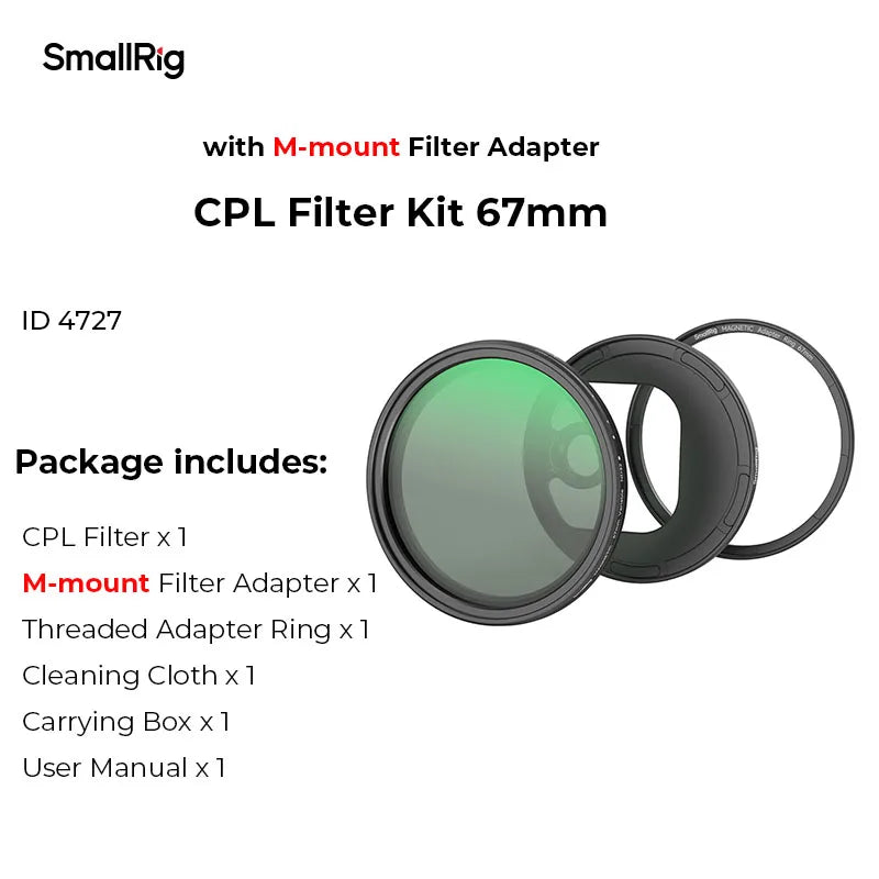 SmallRig 5-in-1 Attachable Filter Kit VND 2-32 & CPL & 1/4 Effect Black Mist (67mm) with VND, CPL, and Black Mist Filters 4726