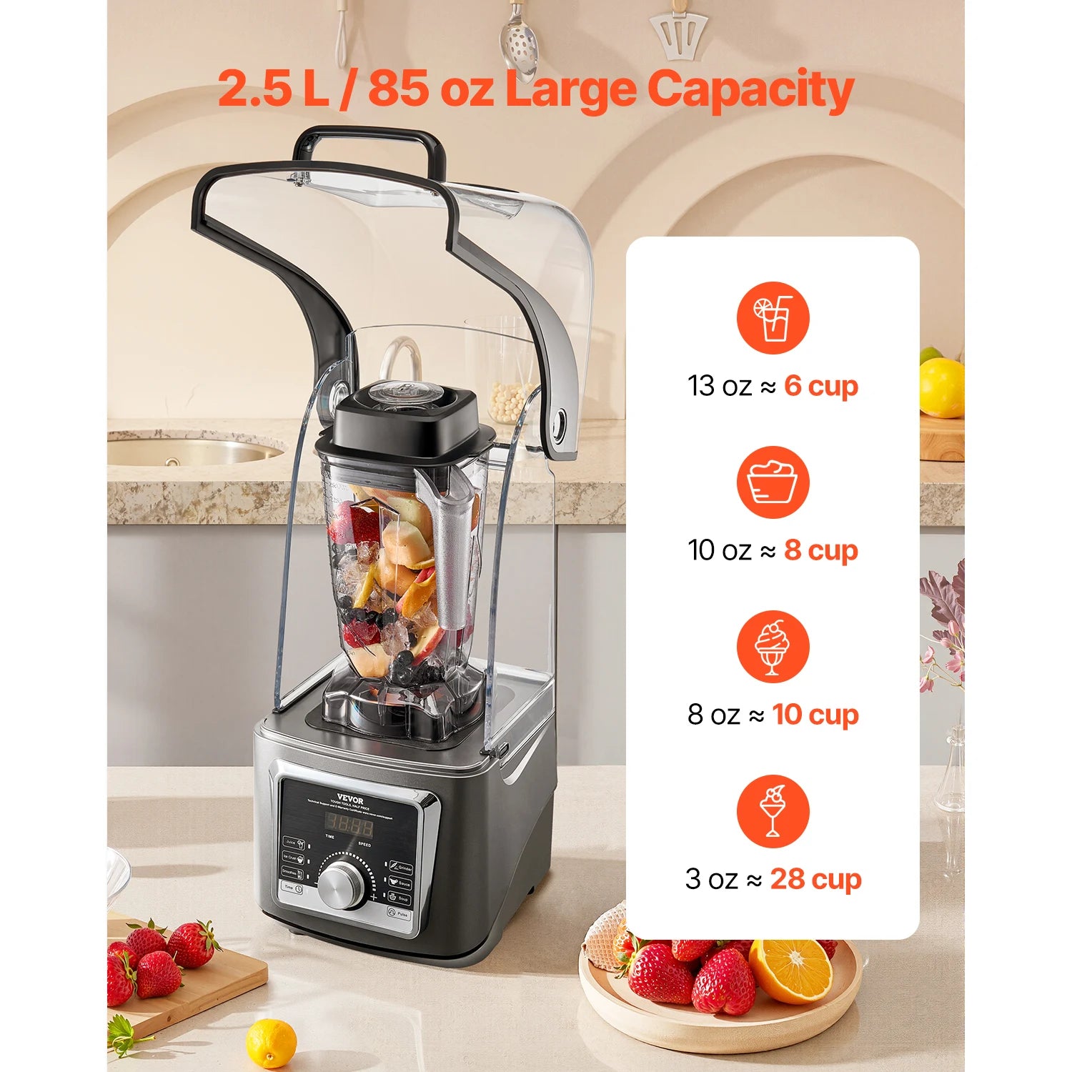 1400W High-Speed Blender with Noise Cover 2.5L/3.5L Capacity