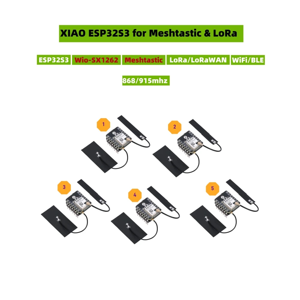 ESP32 S3 LoRa Meshtastic LoRa Module SX1262 868MHz 915MHz Antenna XIAO ESP32S3 for Meshtastic LoRa Starter Kit, LoRaWAN, WiFi, B