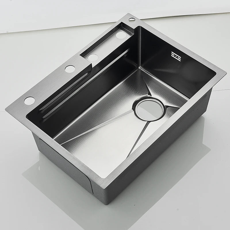 Single Slot Kitchen Sink with Faucet 60x45cm 4-Function