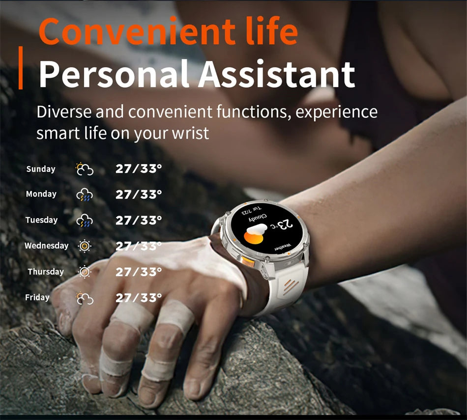 Outdoor Bluetooth Anruf-Smartwatch mit Kompass & Taschenlampenfunktion