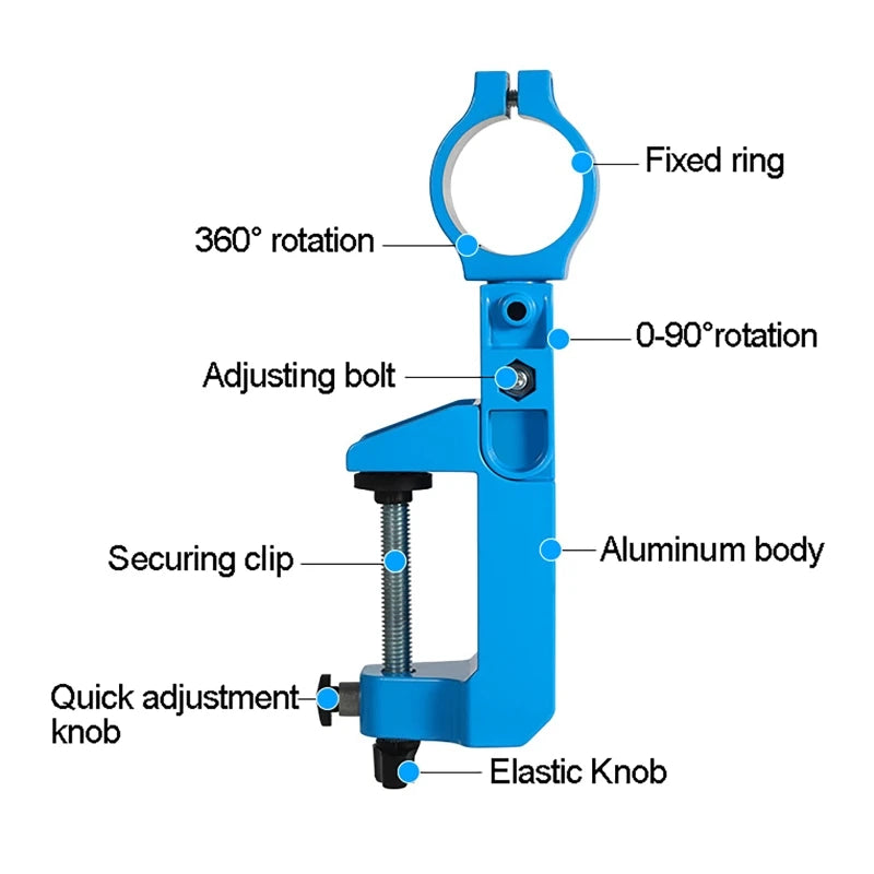 Rotating Bench Clamp Drill Holder with Inserts