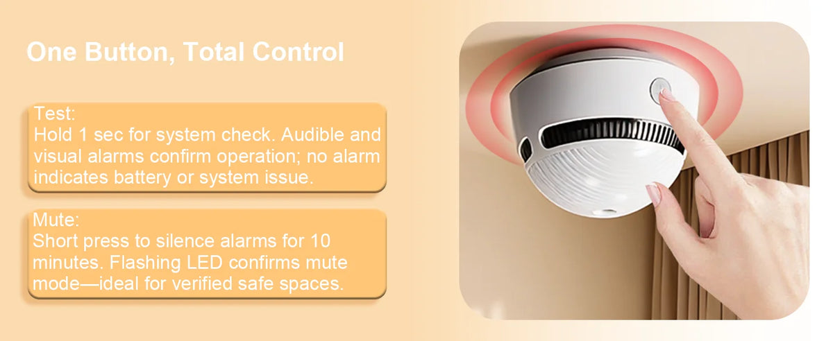 DC 3V Smoke Detector  85dB Self-check Function 10-Year Sensor Lifespan Battery Powered Smoke Alarm Hallway Garage Apartment Security