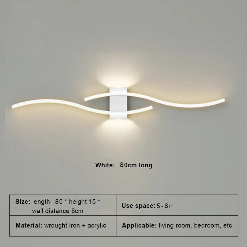 Slank LED-vegglampe, 60 eller 80 cm