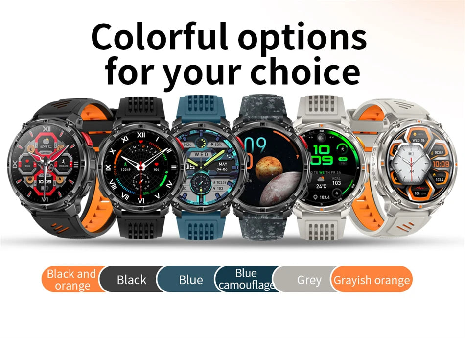 Outdoor Bluetooth Anruf-Smartwatch mit Kompass & Taschenlampenfunktion