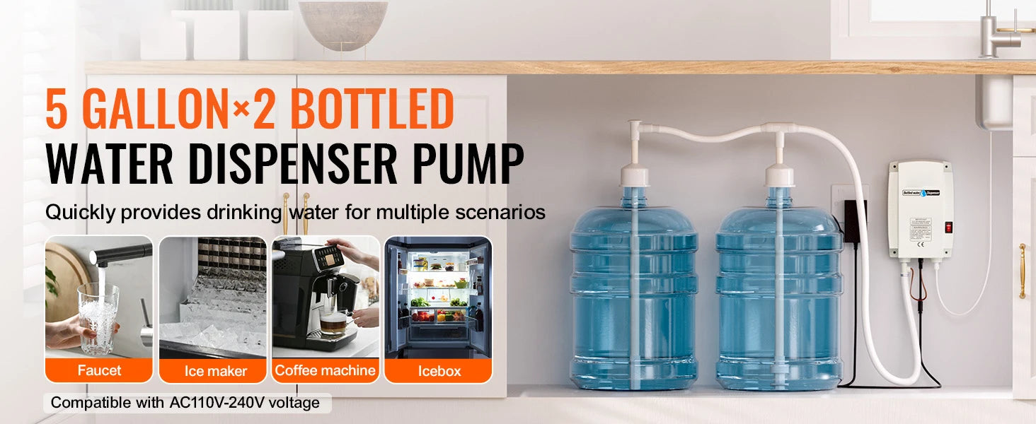 Dual 5-Gallon Bottled Water Pump System with Automatic Pressure Control