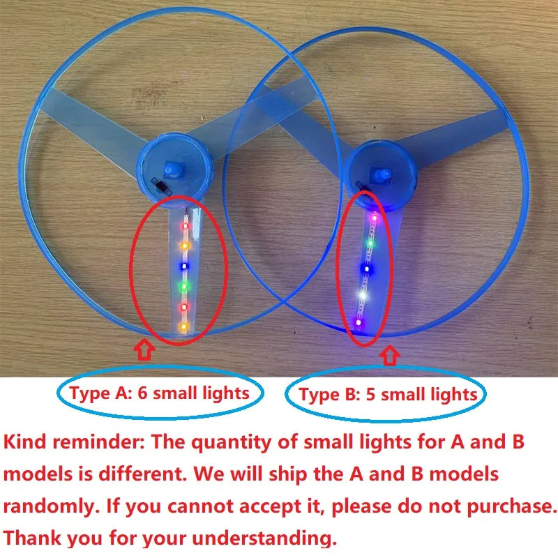 Kids Luminous Flying Disc Propeller Toys LED Lighting Pull String Flying UFO Toy Spinning Top Outdoor Game Sports Toy Gift 