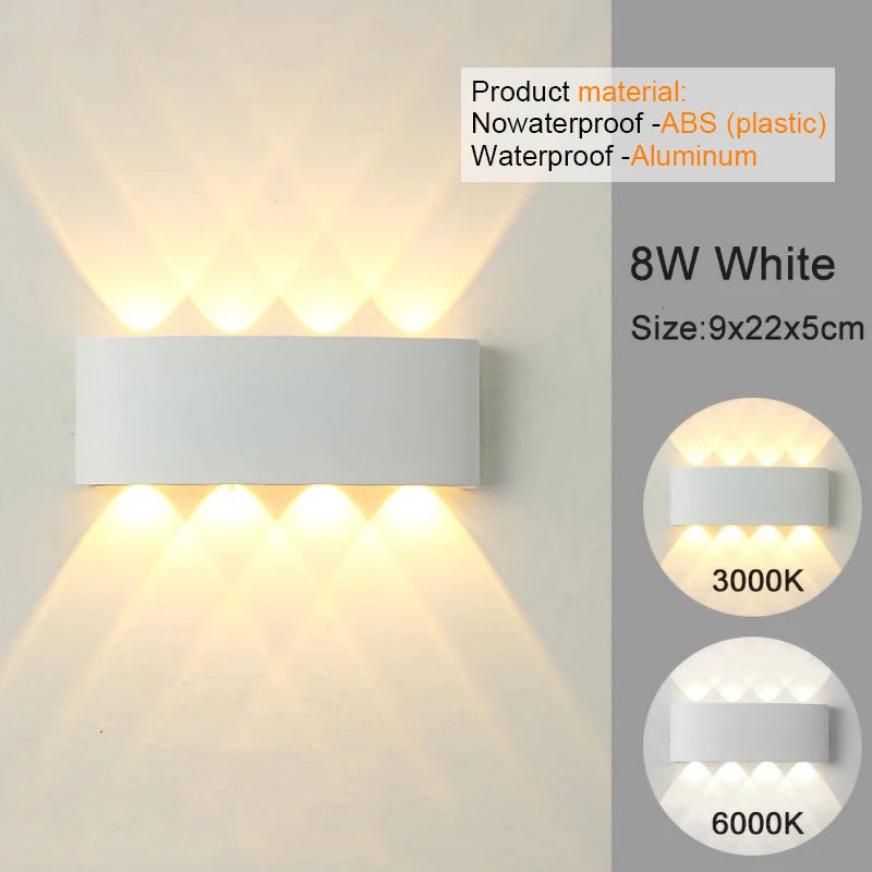 Up-and-Down LED Wall Light, Size and Finish Options