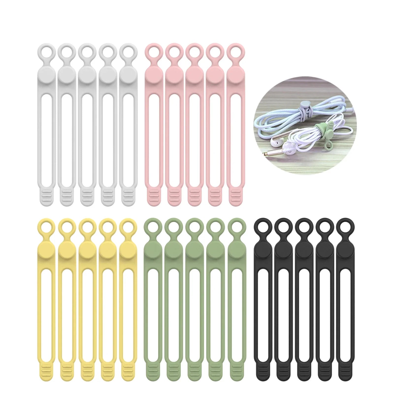 Silicone Cable Ties,Cord Organizer,Cable Straps,Reusable Cord Ties,Travel Cable Organizer ,Cute Elastic Tie, Wire Ties 
