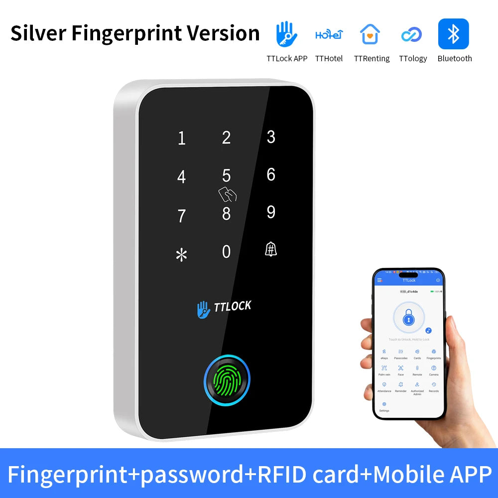 BSTUOKEY Étanche IP67 Serrure intelligente TTlock Contrôle d’accès Clavier Extérieur Empreinte Digitale Mot de passe Bluetooth 13.56MHz Carte App Déverrouiller
