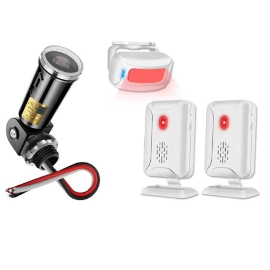 Wireless Door Sensor Chime with 2 Receivers & Infrared Motion Alert