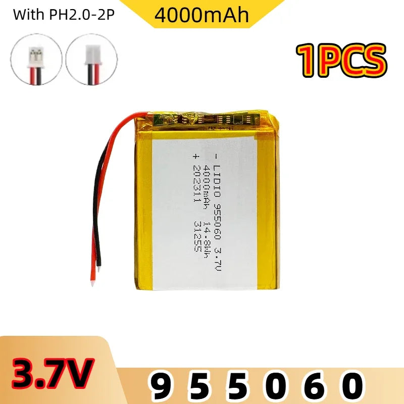 Batterie LiPo rechargeable 955060 3,7 V, PH à 2 broches