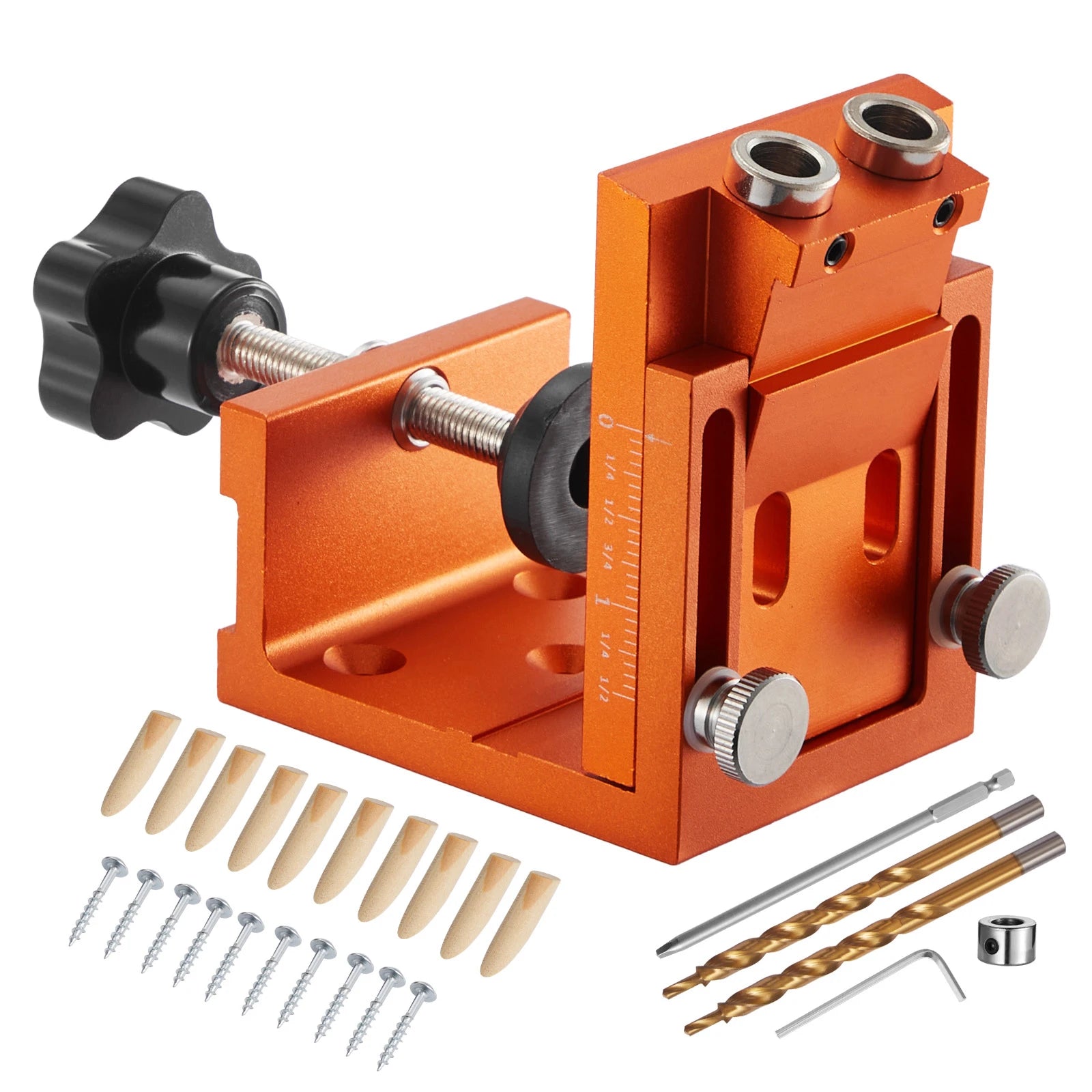 Pocket Hole Jig Kit for Woodworking – Adjustable Drill Guide System
