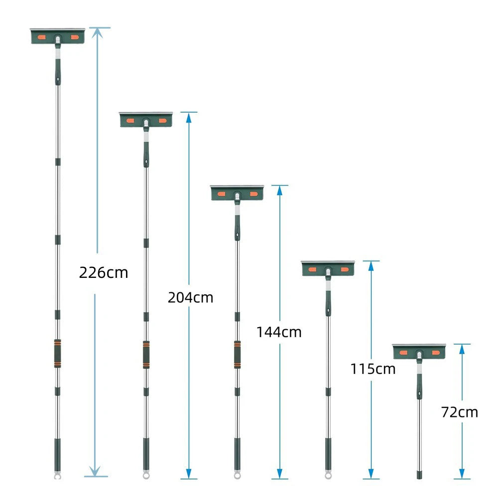 72-226CM Extended Window Cleaning Tool Glass Cleaner Mop with Silicone Scraper Window Cleaning Brush Household Cleaning Tools 