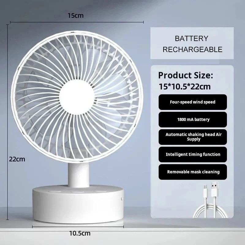 Xiaomi Youpin Fan Small White Desktop Timer Mute With Four-speed Adjustable Portable Fan Recharging Models Detachable Desk fan 
