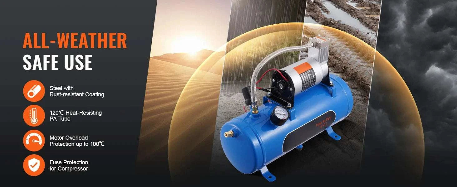 12V Luftkompressor mit Tank 120 PSI System für Hupe und Reifen