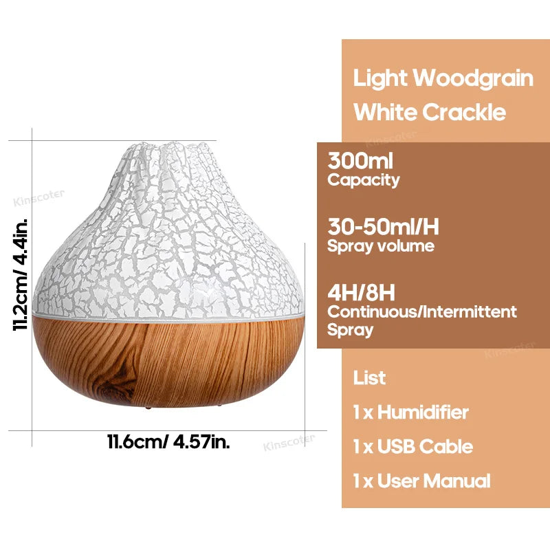 Humidificador de secretária USB de 300ml com luz colorida