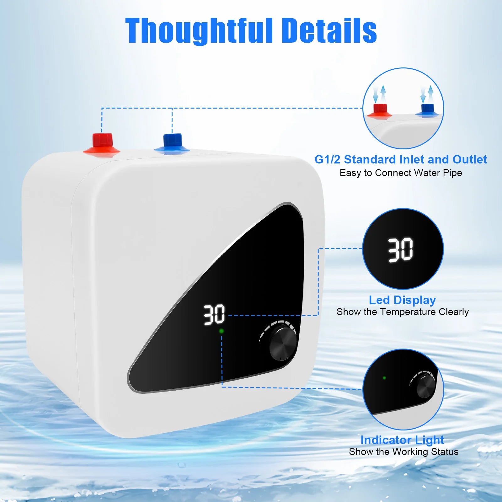 Scaldabagno Elettrico 1500W con Display LED e Design da Parete