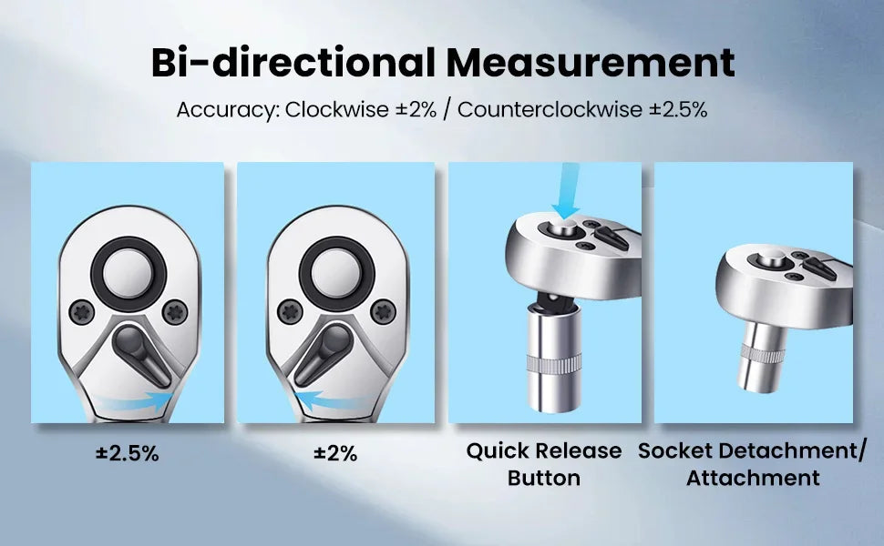 Digitaler Drehmomentschlüssel 3/8" 3/8-60Nm Hochpräzises bidirektionales Werkzeug