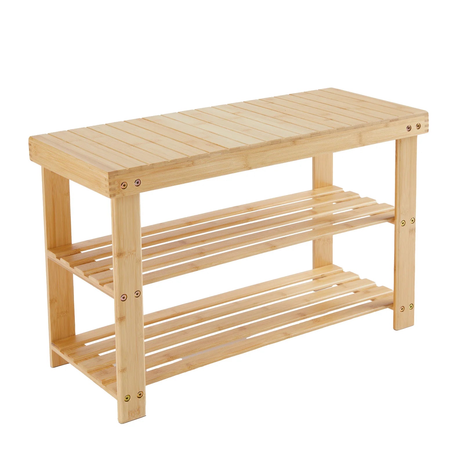3-Tier Bamboo Shoe Rack Bench with Storage Holds 286 lb