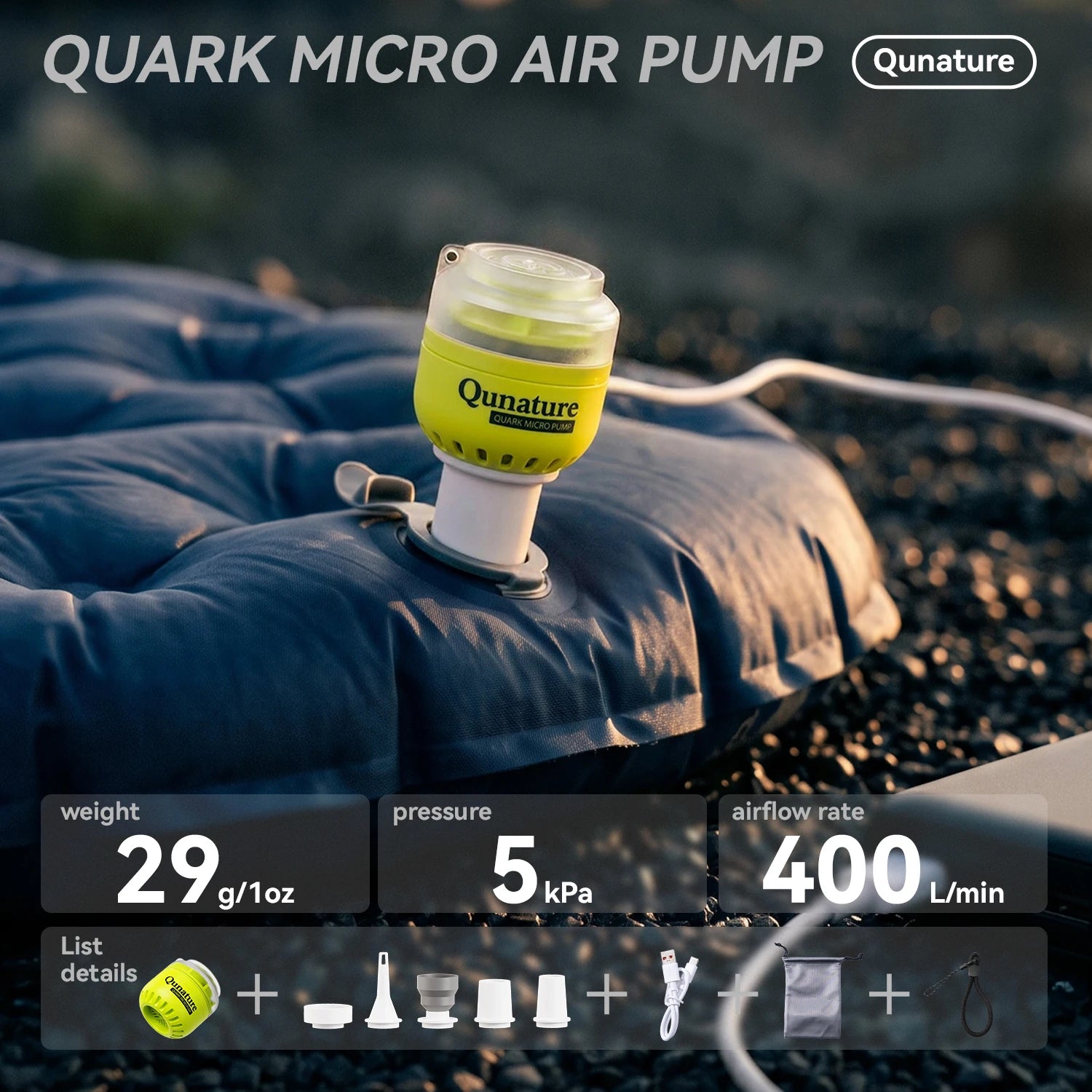 Lightweight 5kPa Mini Air Pump for Camping Mats and Tubes