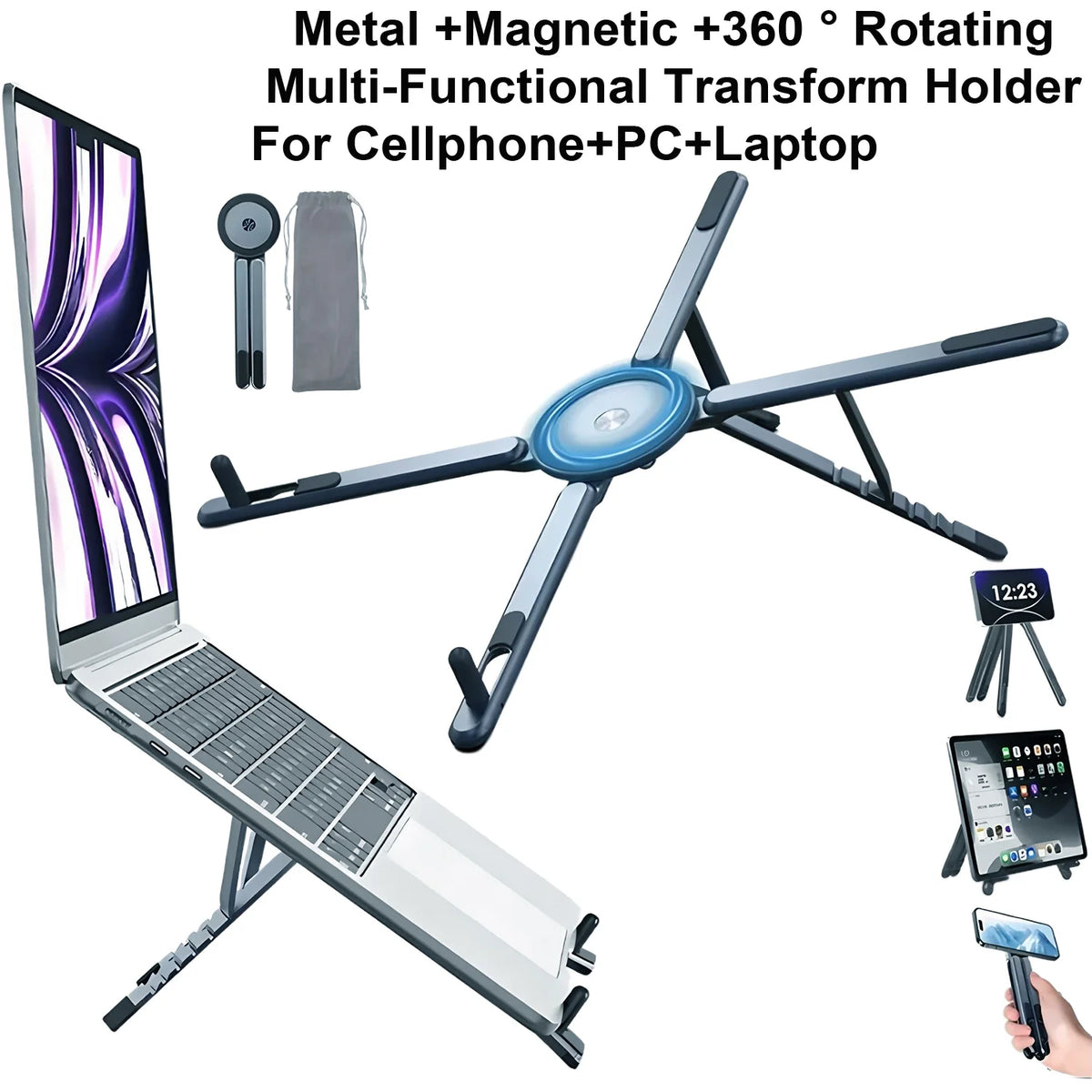 Foldable Magnetic Phone Holder and Tripod