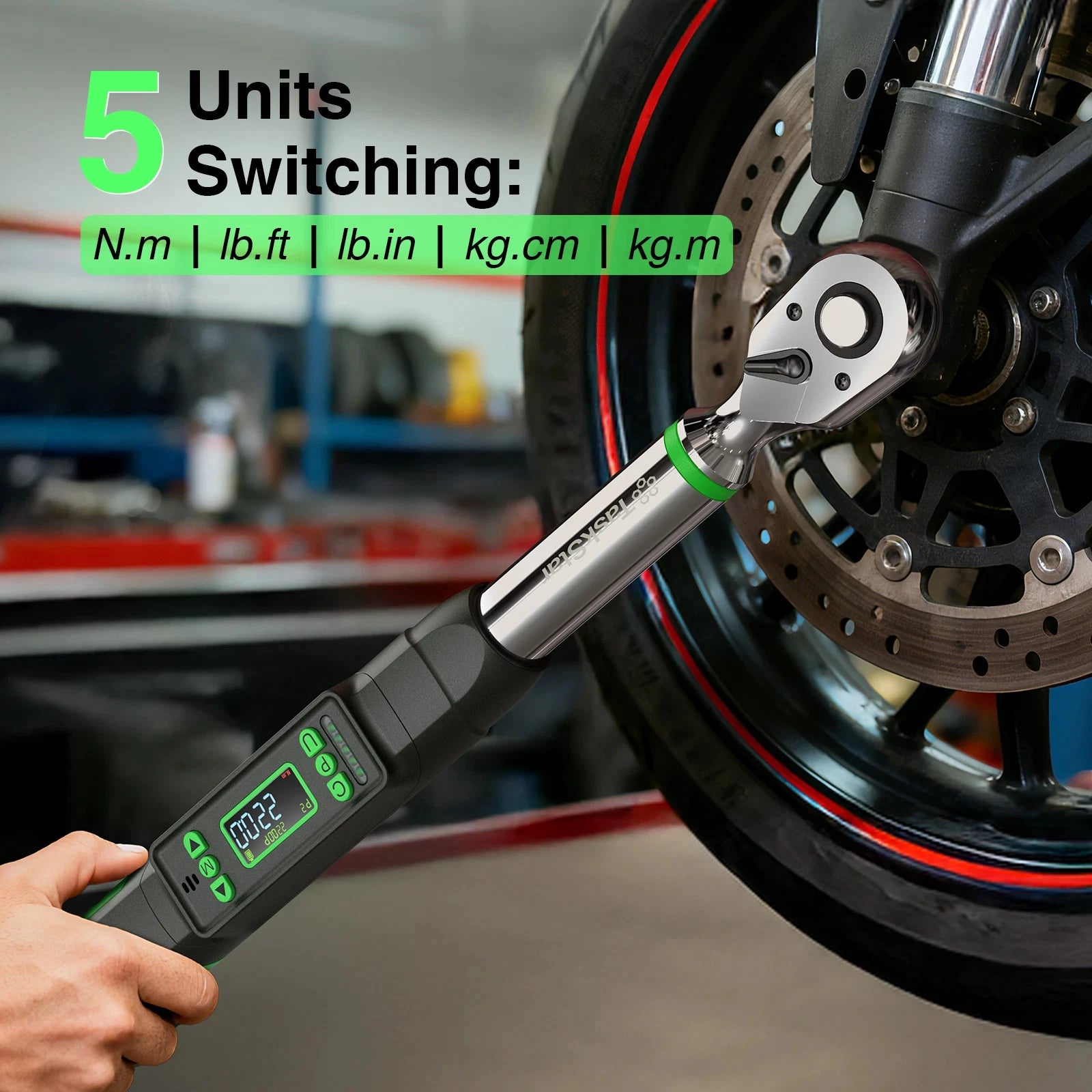 Clé dynamométrique numérique 3/8" ±2% de précision avec écran LCD et ensemble d'adaptateurs