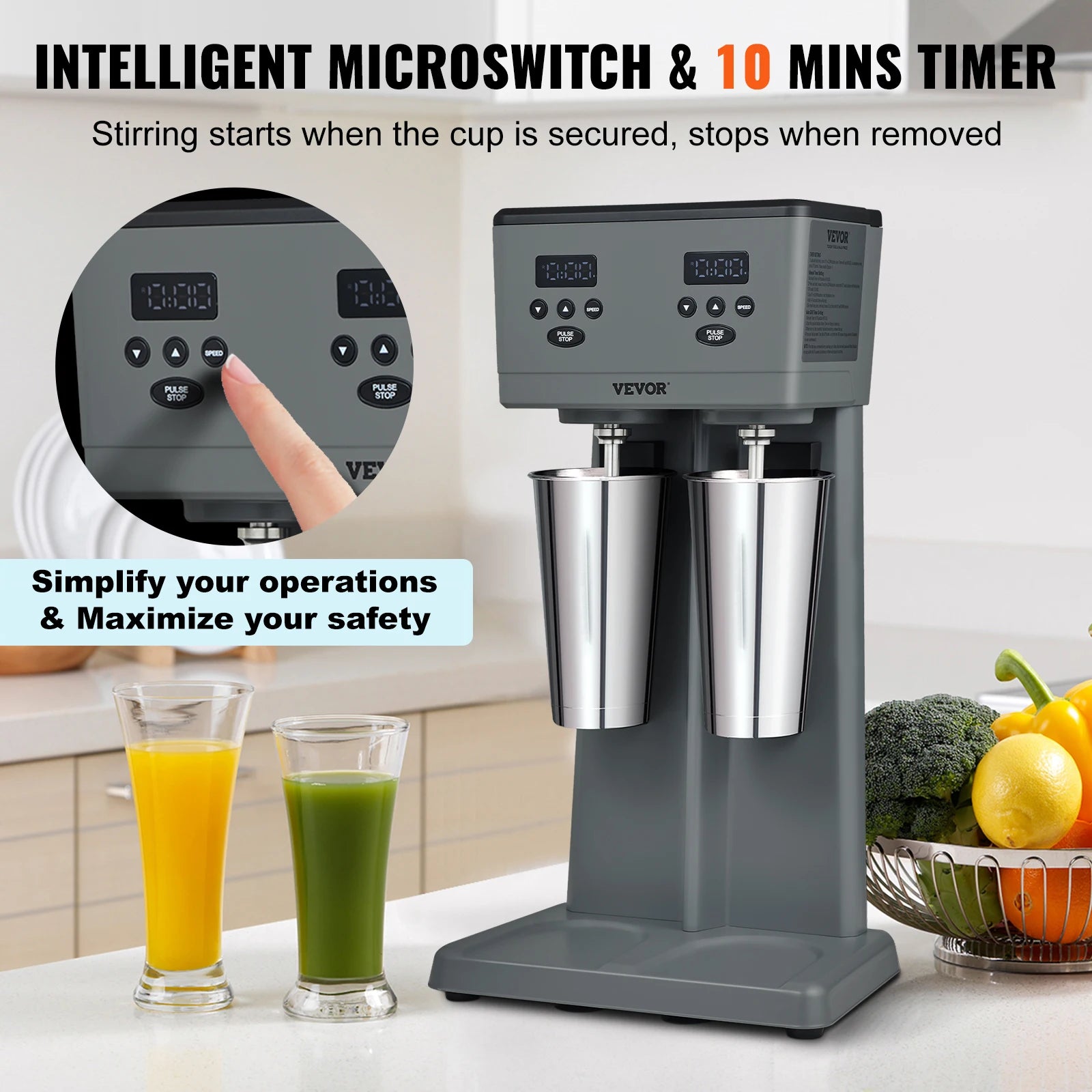 Commerciële Dubbele Kop Milkshakemachine 375W x2 Snelle Mixer