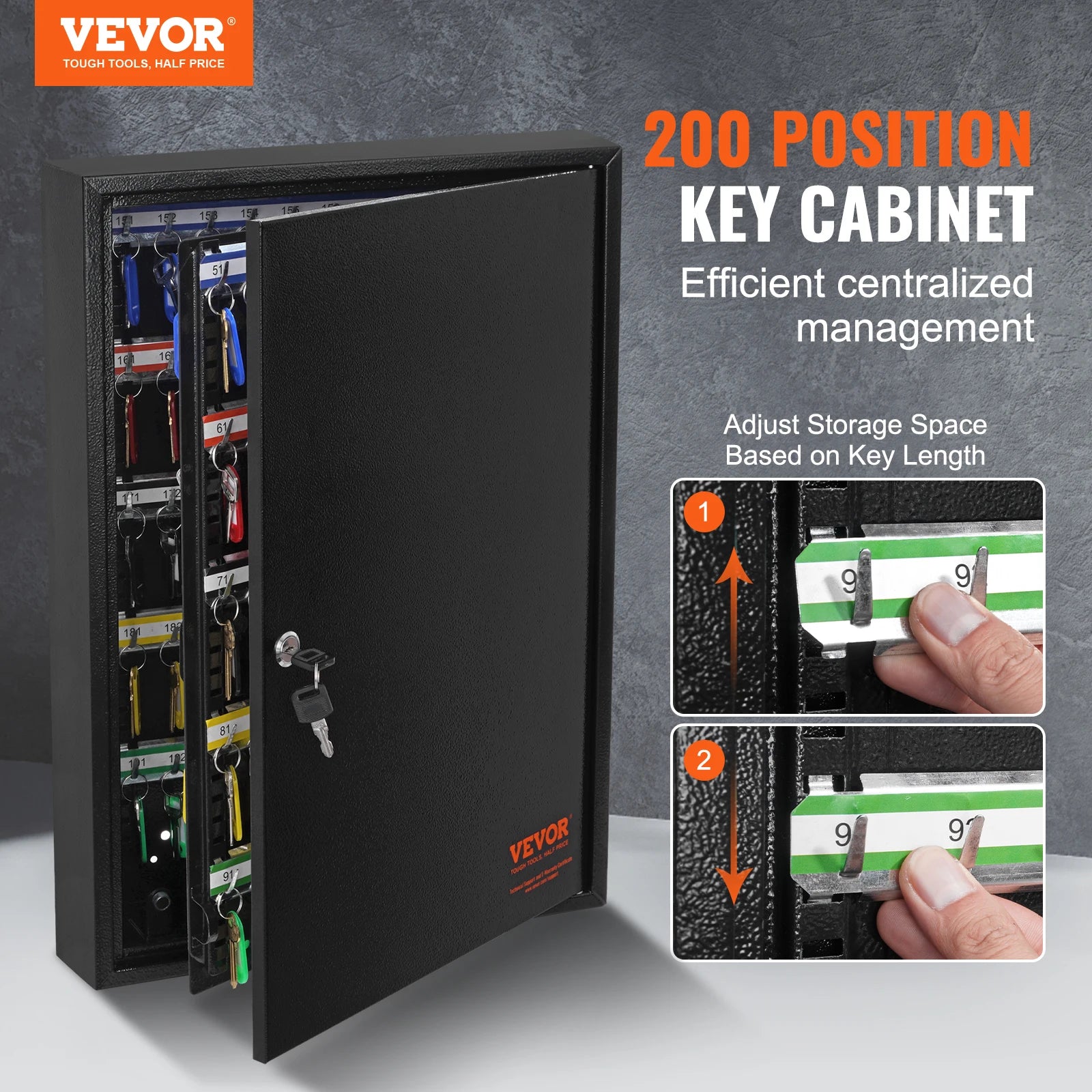 Key Cabinet Lock Box with Adjustable Racks