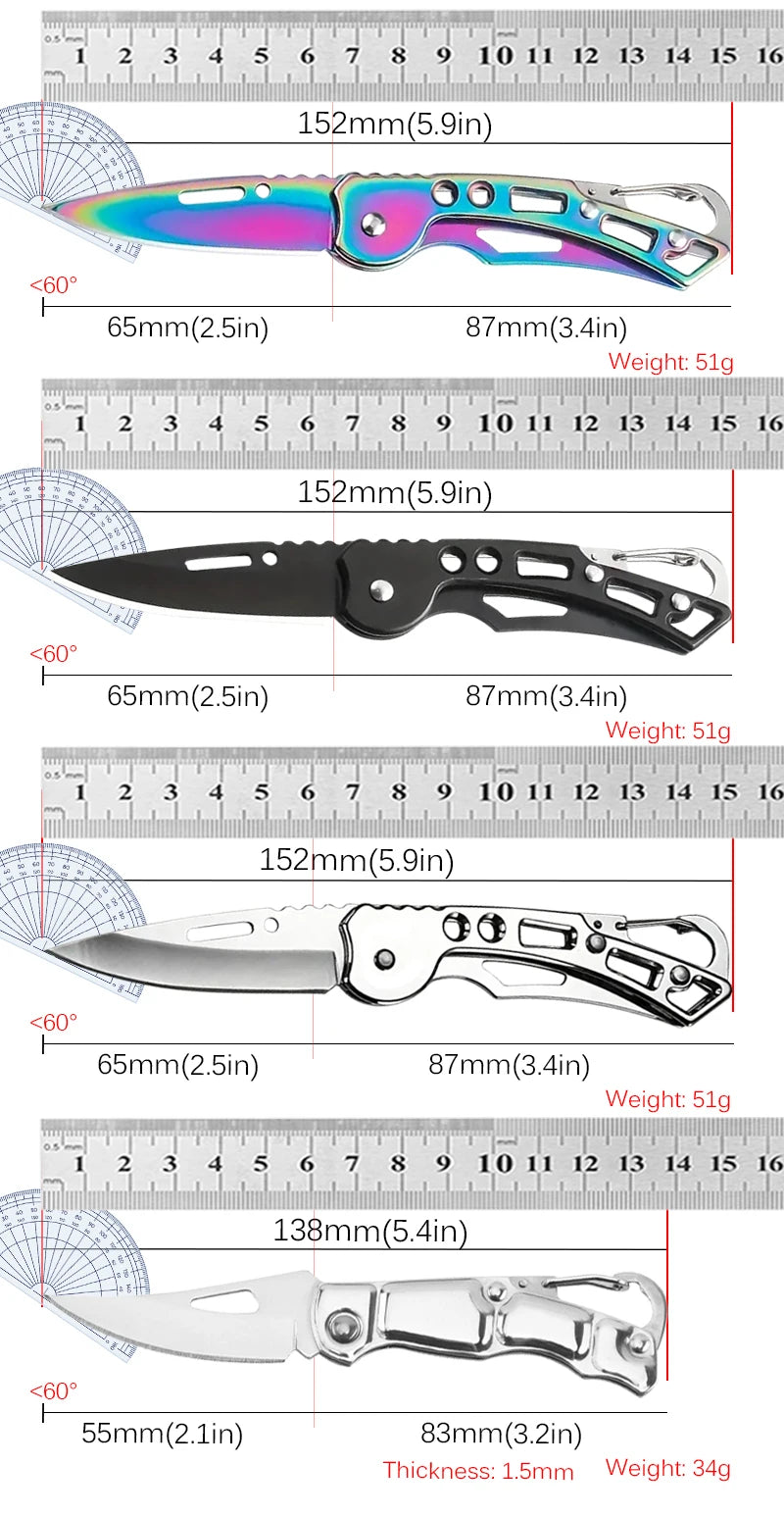 Folding Fruit Knife, Stainless Steel Outdoor Knife with Non-slip Handle for Kitchen Accessories Pocket Knife 