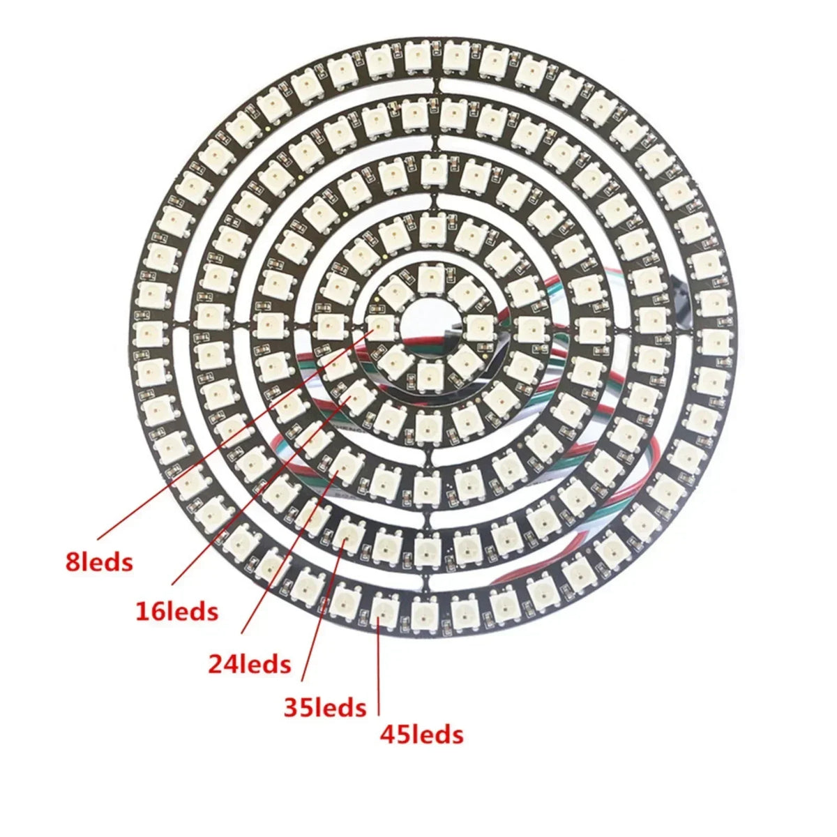 WS2812B individueel adresseerbare RGB-ledring of -strip