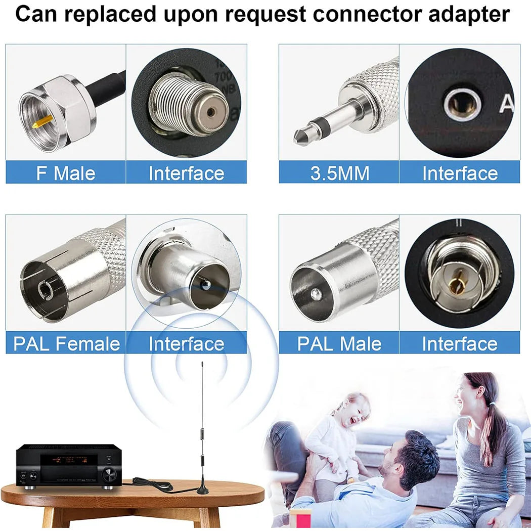 Antenna radio FM con base magnetica e adattatori