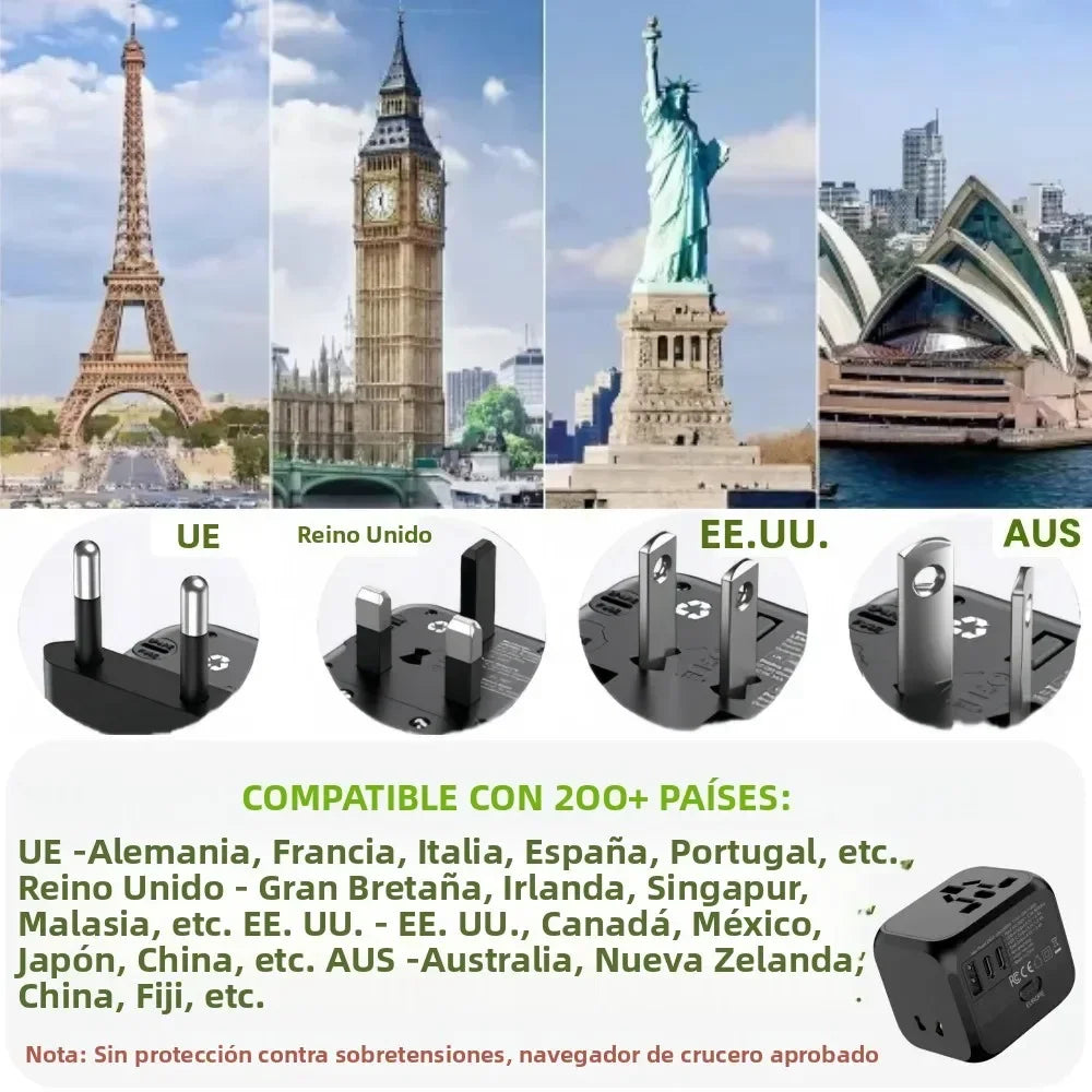 176N Travel Plug Adapter with USB-A and USB-C