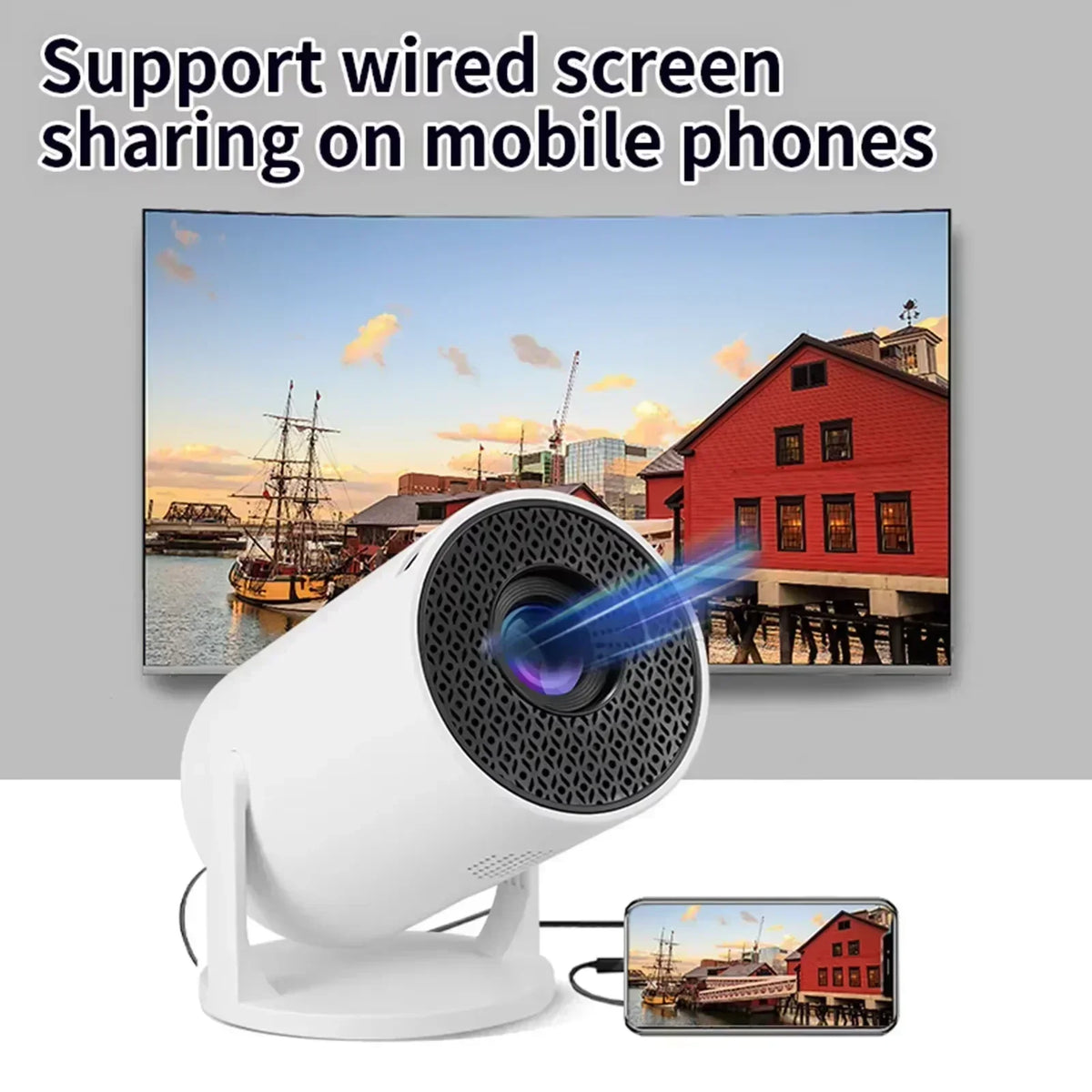 Ny SmartProjector Mini HY300 8K Android 11 Dubbel Wifi6 290ANSI Allwinner H726 BT5.4 1080P 1280*720P Hemmabiougn Outdoor Projektor