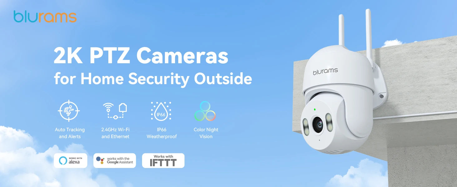 2K Outdoor Security Camera 360° PTZ with Color Night Vision