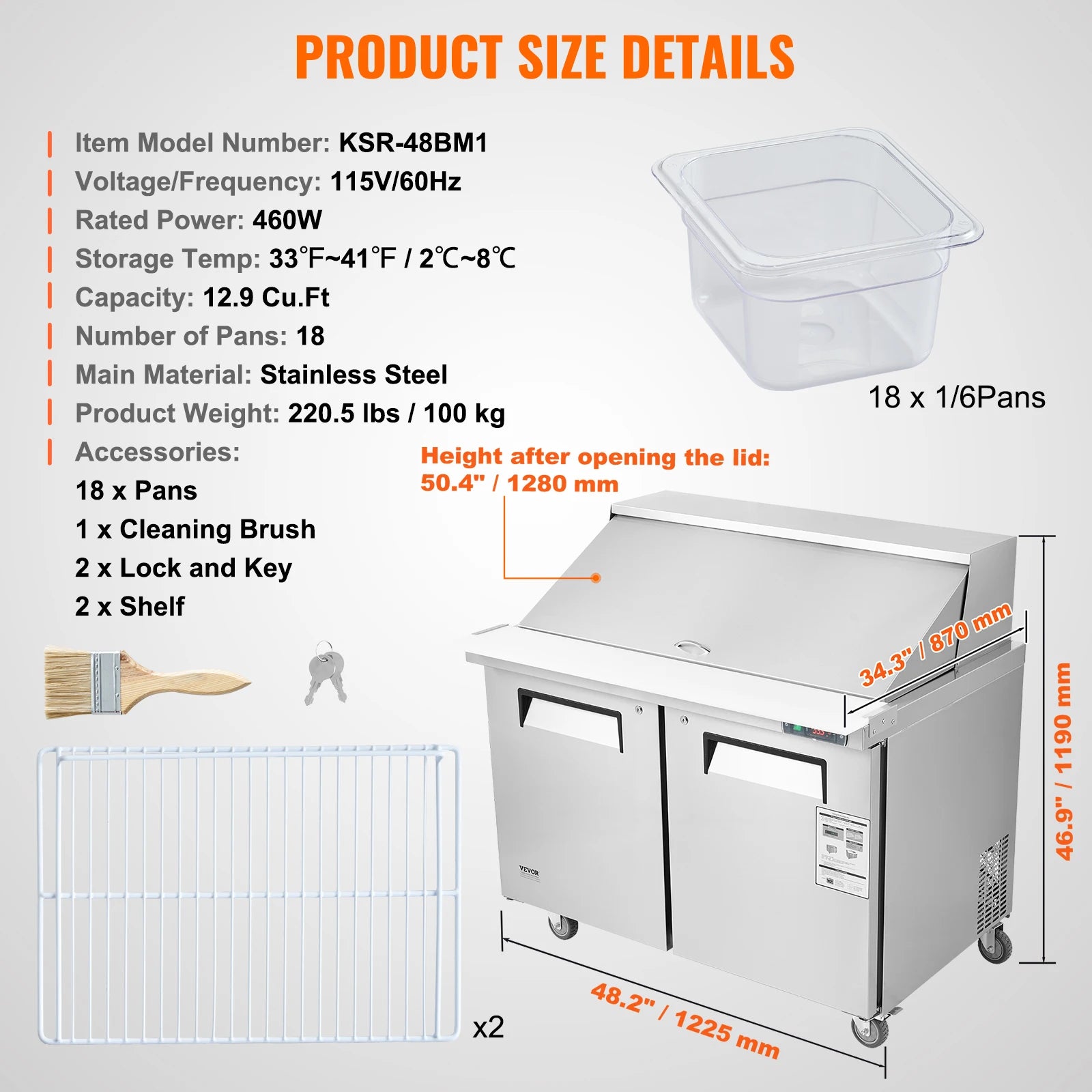 28 Inch Commercial Refrigerator Sandwich & Salad Prep Table 7.4 Cu. Ft.