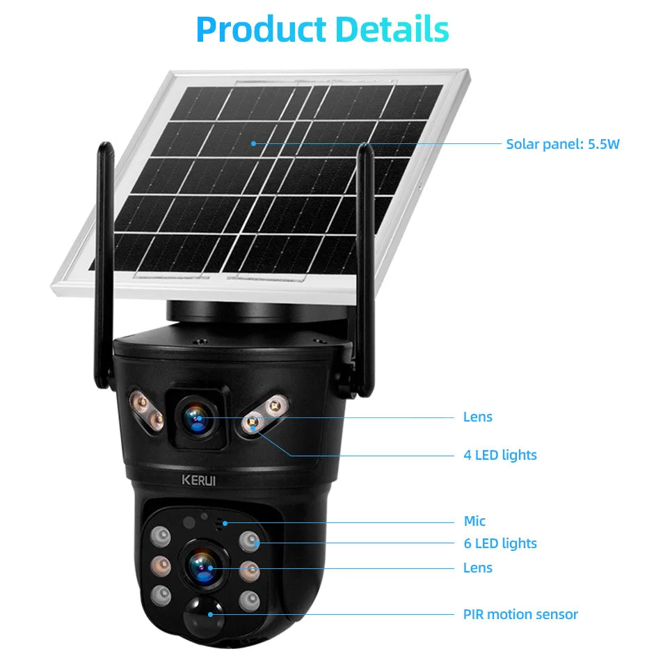 Outdoor 6MP Solar Dual-Lens 4G WiFi Security Camera