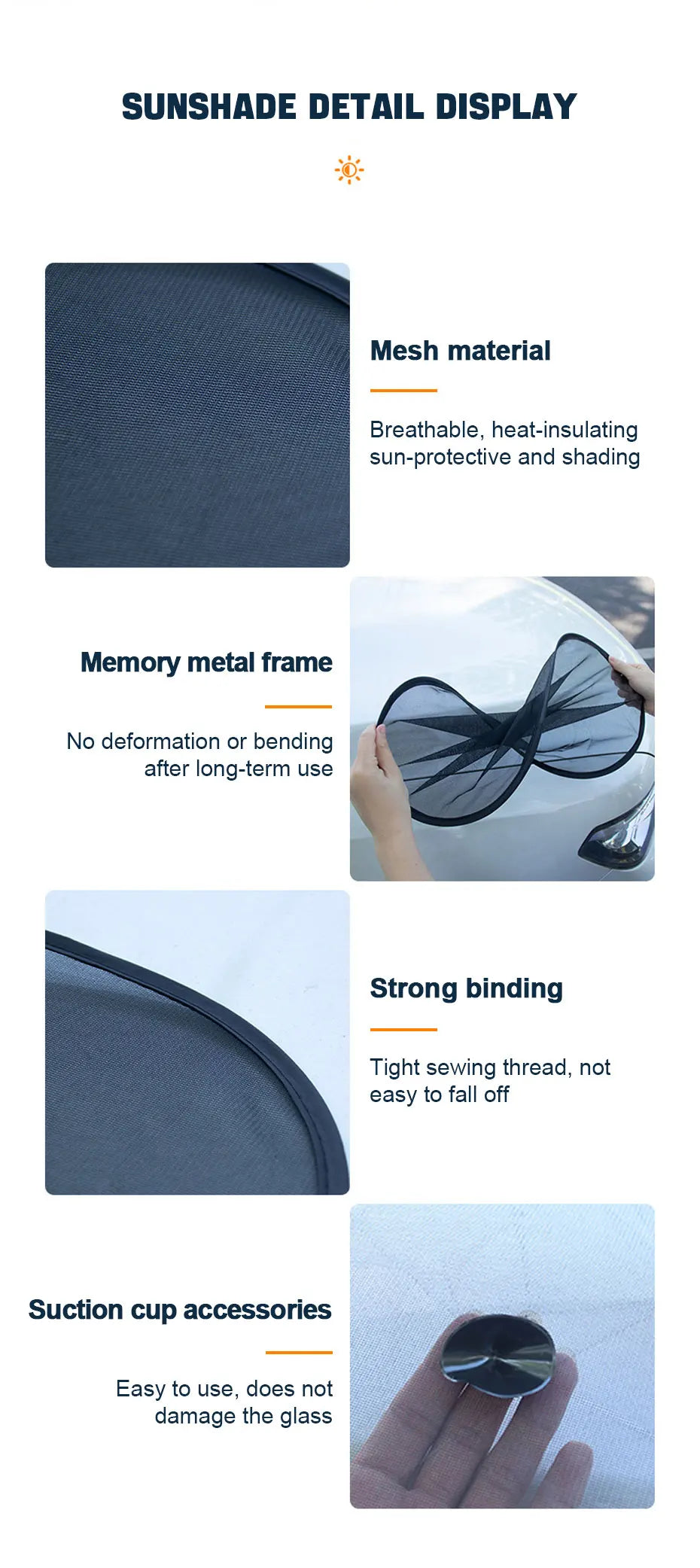 SEAMETAL 2Pcs Side Window Sun Shade for Car Mesh Curtains Sunmmer Sun Protection Window Screen Sunshade UV Blocker Anti-Glare