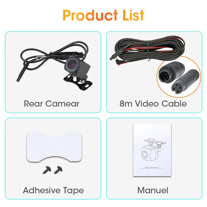 4‑Pin Rear View Backup Camera 1080P Waterproof Night Vision